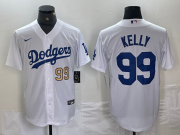 Cheap Mens Los Angeles Dodgers #99 Joe Kelly Number White Stitched Cool Base Nike Jersey