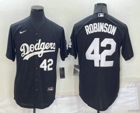 Wholesale Cheap Men\'s Los Angeles Dodgers #42 Jackie Robinson Number Black Turn Back The Clock Stitched Cool Base Jersey