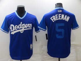 Wholesale Cheap Men\'s Los Angeles Dodgers #5 Freddie Freeman Royal-Light Blue 2018 Players Weekend Authentic Jersey