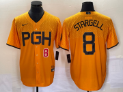 Wholesale Cheap Men's Pittsburgh Pirates #8 Willie Stargell Number Gold 2023 City Connect Stitched Jersey
