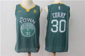 Wholesale Cheap Men\'s Golden State Warriors #30 Stephen Curry Dark Green 2017-2018 Nike Swingman Rakuten Stitched NBA Jersey