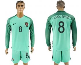 Wholesale Cheap Portugal #8 J.Moutinho Away Long Sleeves Soccer Country Jersey