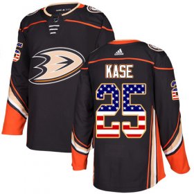 Wholesale Cheap Adidas Ducks #25 Ondrej Kase Black Home Authentic USA Flag Youth Stitched NHL Jersey
