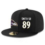 Wholesale Cheap Baltimore Ravens #89 Steve Smith Sr Snapback Cap NFL Player Black with White Number Stitched Hat