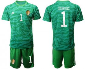 Wholesale Cheap Belgium 1 COURTOIS Green Goalkeeper UEFA Euro 2020 Soccer Jersey