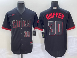 Wholesale Cheap Men's Cincinnati Reds #30 Ken Griffey Jr Number Black 2023 City Connect Cool Base Stitched Jersey2
