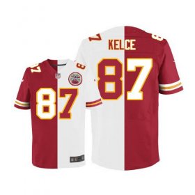 Wholesale Cheap Nike Chiefs #87 Travis Kelce Red/White Men\'s Stitched NFL Elite Split Jersey