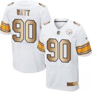 Wholesale Cheap Nike Steelers #90 T. J. Watt White Men's Stitched NFL Elite Gold Jersey