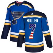 Wholesale Cheap Adidas Blues #7 Joe Mullen Blue Home Authentic USA Flag Stitched NHL Jersey