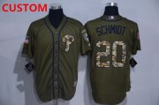 Wholesale Cheap Men's Philadelphia Phillies Custom Retired Green Salute to Service Cool Base Stitched MLB Jersey