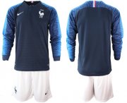 Wholesale Cheap France Blank Home Long Sleeves Soccer Country Jersey