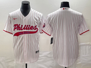 Wholesale Cheap Men's Philadelphia Phillies Blank White Pinstripe Cool Base Stitched Baseball Jersey