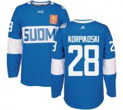 Wholesale Cheap Team Finland #28 Lauri Korpikoski Blue 2016 World Cup Stitched NHL Jersey