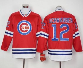 Wholesale Cheap Cubs #12 Kyle Schwarber Red Long Sleeve Stitched MLB Jersey