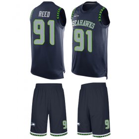 Wholesale Cheap Nike Seahawks #91 Jarran Reed Steel Blue Team Color Men\'s Stitched NFL Limited Tank Top Suit Jersey