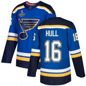 Wholesale Cheap Adidas Blues #16 Brett Hull Blue Home Authentic Stanley Cup Champions Stitched NHL Jersey