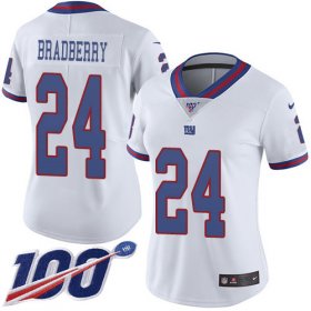 Wholesale Cheap Nike Giants #24 James Bradberry White Women\'s Stitched NFL Limited Rush 100th Season Jersey