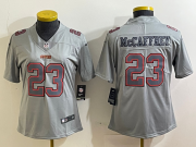 Cheap Women's San Francisco 49ers #23 Christian McCaffrey Grey Atmosphere Fashion Stitched Game Jersey
