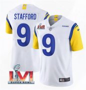 Wholesale Cheap Men's Los Angeles Rams #9 Matthew Stafford 2022 White Super Bowl LVI Vapor Limited Stitched Jersey