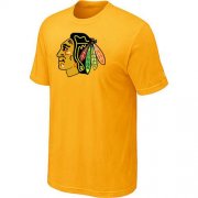 Wholesale Cheap Chicago Blackhawks Big & Tall Logo Yellow NHL T-Shirt