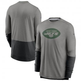 Wholesale Cheap New York Jets Nike Sideline Player Performance Long Sleeve T-Shirt Heathered Gray Charcoal