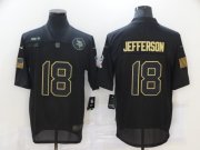 Wholesale Cheap Men's Minnesota Vikings #18 Justin Jefferson Black 2020 Salute To Service Stitched NFL Nike Limited Jersey