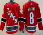 Cheap Men's Carolina Hurricanes #8 Brent Burns Red 2022 Reverse Retro Authentic Jersey