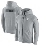 Wholesale Cheap Men's Minnesota Vikings Nike Ash Gridiron Gray 2.0 Full-Zip Hoodie