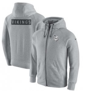 Wholesale Cheap Men\'s Minnesota Vikings Nike Ash Gridiron Gray 2.0 Full-Zip Hoodie