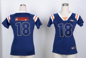 Wholesale Cheap Nike Broncos #18 Peyton Manning Navy Blue Women\'s Stitched NFL Elite Draft Him Shimmer Jersey