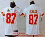 Wholesale Cheap Youth Kansas City Chiefs #87 Travis Kelce White 2021 Super Bowl LV Vapor Untouchable Stitched Nike Limited NFL Jersey