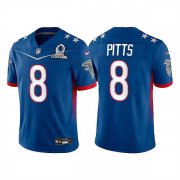 Wholesale Cheap Men's Atlanta Falcons #8 Kyle Pitts 2022 Royal NFC Pro Bowl Stitched Jersey