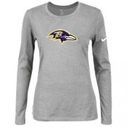 Wholesale Cheap Women's Nike Baltimore Ravens Of The City Long Sleeve Tri-Blend NFL T-Shirt Light Grey