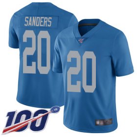 Wholesale Cheap Nike Lions #20 Barry Sanders Blue Throwback Men\'s Stitched NFL 100th Season Vapor Limited Jersey