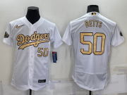 Wholesale Men's Los Angeles Dodgers #50 Mookie Betts Number White 2022 All Star Stitched Flex Base Nike Jersey