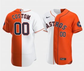 Wholesale Cheap Men\'s Houston Astros Customized Orange and White Split Stitched MLB Jersey