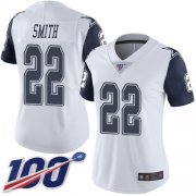 Wholesale Cheap Nike Cowboys #22 Emmitt Smith White Women's Stitched NFL Limited Rush 100th Season Jersey