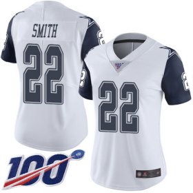 Wholesale Cheap Nike Cowboys #22 Emmitt Smith White Women\'s Stitched NFL Limited Rush 100th Season Jersey