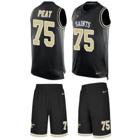 Wholesale Cheap Nike Saints #75 Andrus Peat Black Team Color Men\'s Stitched NFL Limited Tank Top Suit Jersey