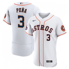 Wholesale Cheap Men\'s Houston Astros #3 Jeremy Pena 2022 World Series White Flex Base Stitched Baseball Jersey
