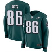 Wholesale Cheap Nike Eagles #86 Zach Ertz Midnight Green Team Color Women's Stitched NFL Limited Therma Long Sleeve Jersey