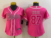 Wholesale Cheap Women's Kansas City Chiefs #87 Travis Kelce Pink With Patch Cool Base Stitched Baseball Jersey