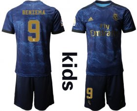 Wholesale Cheap Real Madrid #9 Benzema Away Kid Soccer Club Jersey