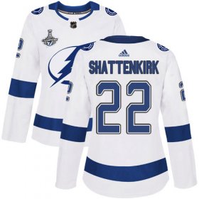Cheap Adidas Lightning #22 Kevin Shattenkirk White Road Authentic Women\'s 2020 Stanley Cup Champions Stitched NHL Jersey