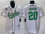Wholesale Cheap Men's Philadelphia Eagles #20 Brian Dawkins White With C Patch Cool Base Baseball Stitched Jersey