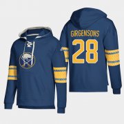 Wholesale Cheap Buffalo Sabres #28 Zemgus Girgensons Navy adidas Lace-Up Pullover Hoodie