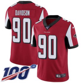 Wholesale Cheap Nike Falcons #90 Marlon Davidson Red Team Color Men\'s Stitched NFL 100th Season Vapor Untouchable Limited Jersey