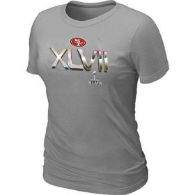 Wholesale Cheap Women\'s San Francisco 49ers Super Bowl XLVII On Our Way T-Shirt Light Grey