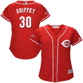 Wholesale Cheap Reds #30 Ken Griffey Red Alternate Women\'s Stitched MLB Jersey