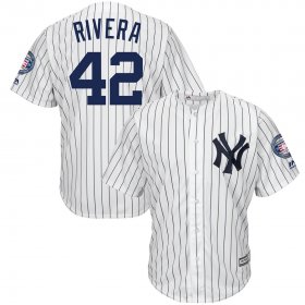 Wholesale Cheap New York Yankees #42 Mariano Rivera Majestic 2019 Hall of Fame Patch Cool Base Player Jersey White Navy